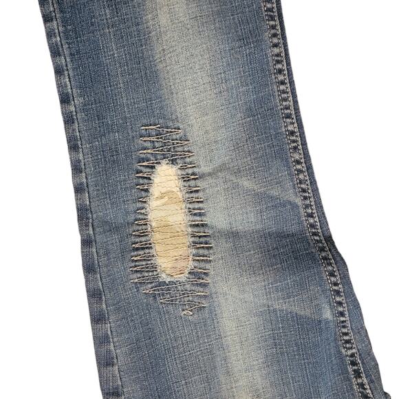 South Pole Y2K Deconstructed Flare Jeans Camo Logo Bootcut Teen 5 Jr Streetwear - Picture 4 of 7